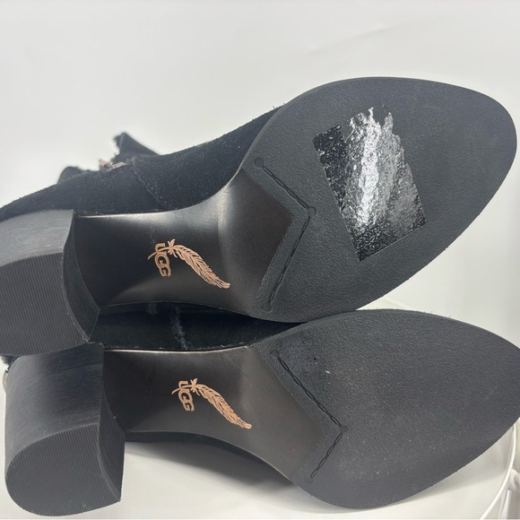 NWOB UGG Charlee Black Suede Leather Boots Black 9 - Picture 6 of 6